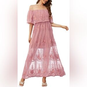 Off the shoulder, lace, maxi dress!